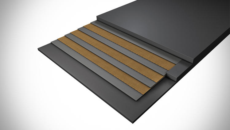 conveying belt solutions with textile conveyor belts up close diagram - continental and goodyear rubber products